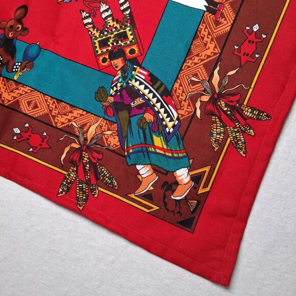 Native American Hopi Kachina Doll Bandana Scarf Red Tribal Homemade Home Decor - Picture 10 of 10
